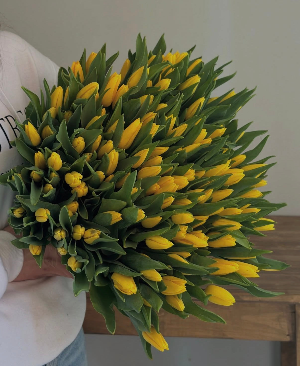 Yellow tulips bouquet