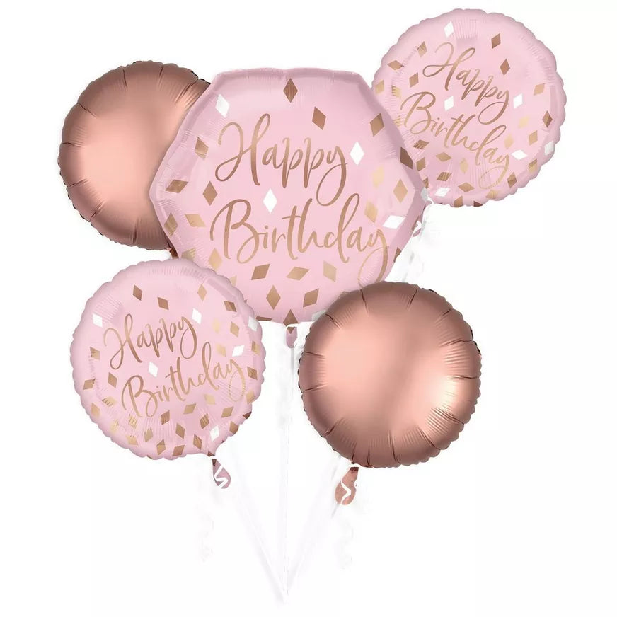 Blush Pink Birthday Balloon Bouquet 5pc Bouquet À La Carte