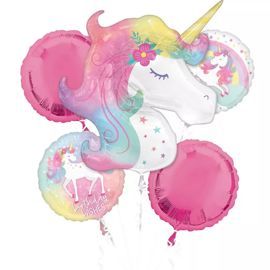 Enchanted Unicorn Foil Balloon Bouquet, 5pс Bouquet À La Carte