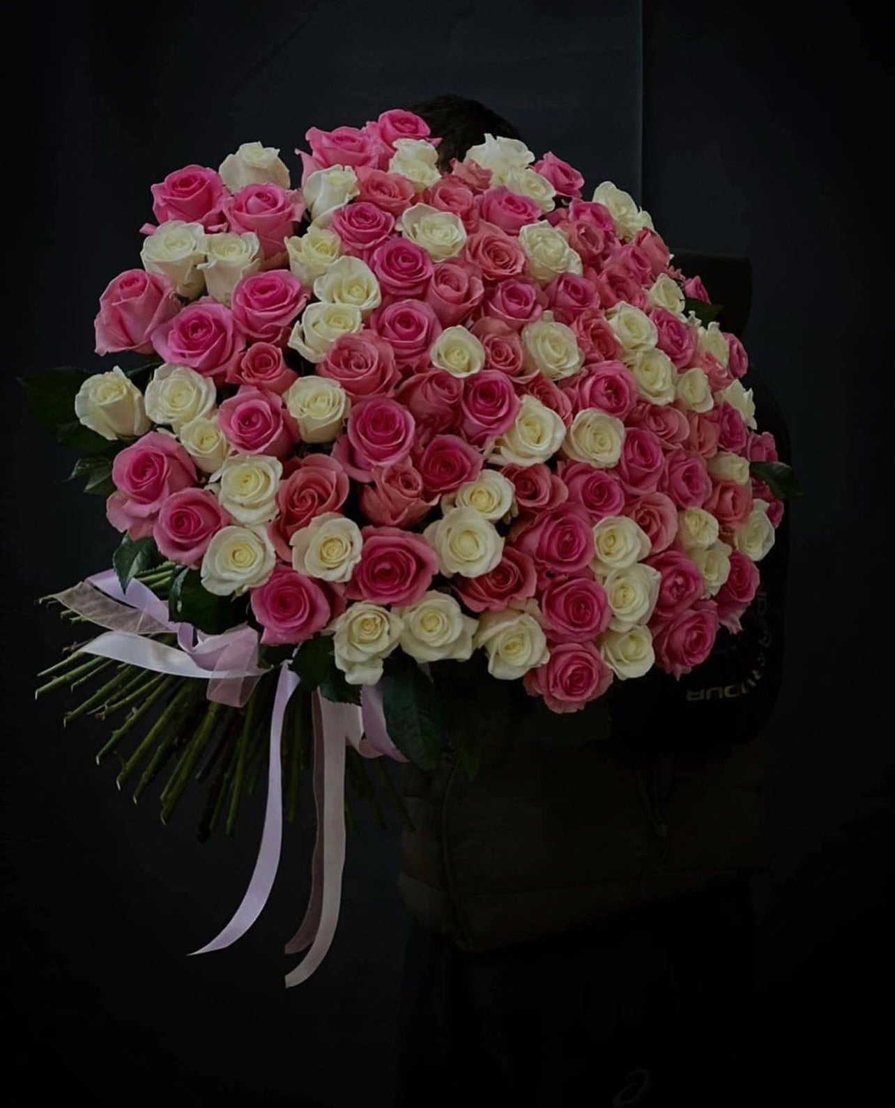 101 Pink & White Roses Bouquet