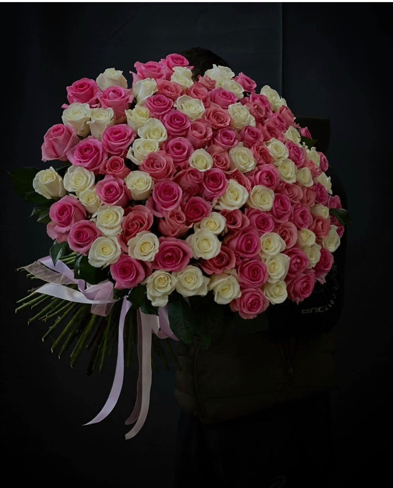 101 Pink & White Roses Bouquet