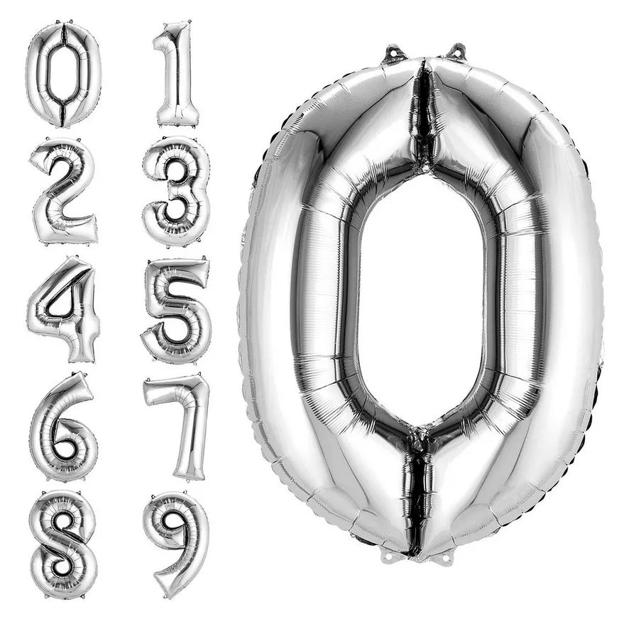 34in Silver Number Balloon Bouquet À La Carte