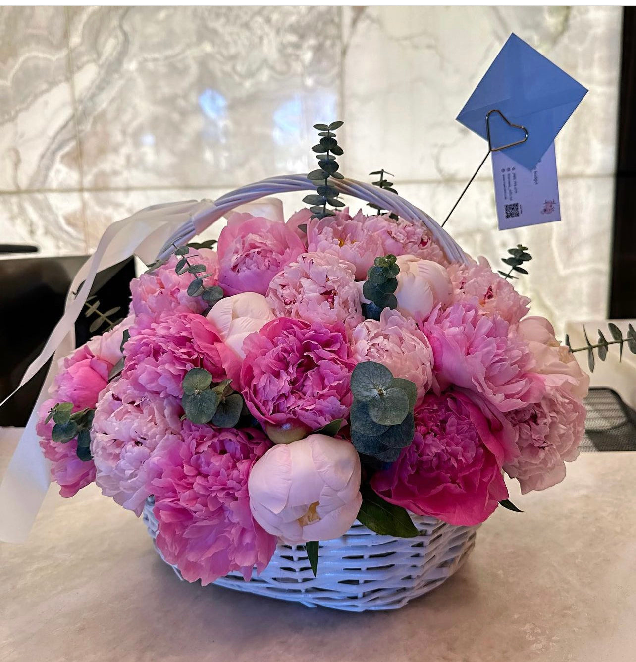 Peonies basket