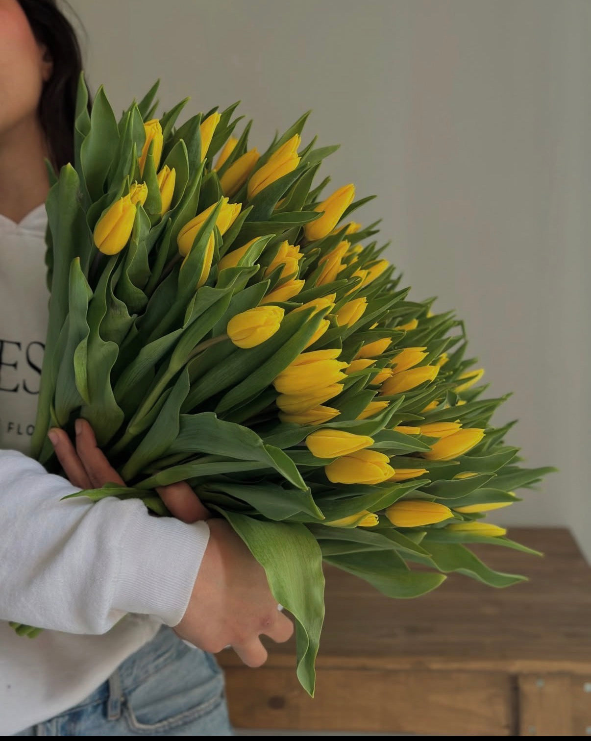 Yellow tulips bouquet