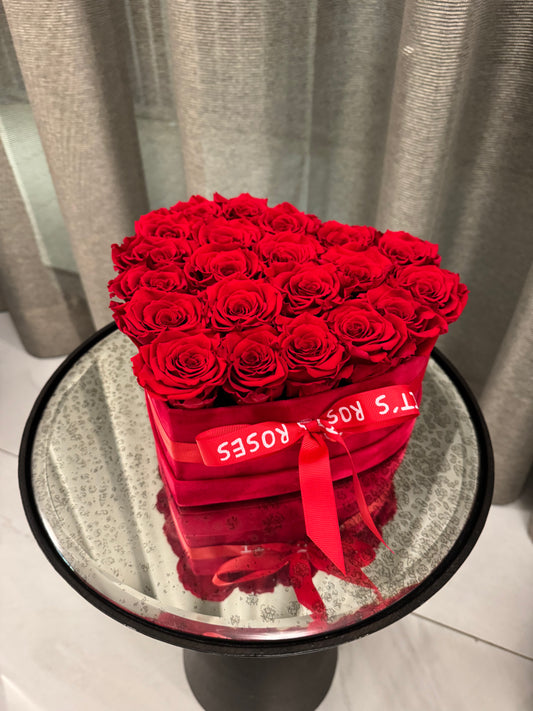 Preserved Red Roses in Heart-Shaped Box