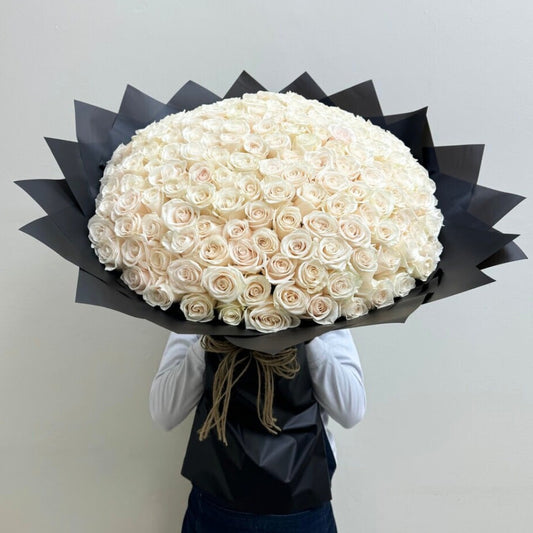 200 white rose bouquet