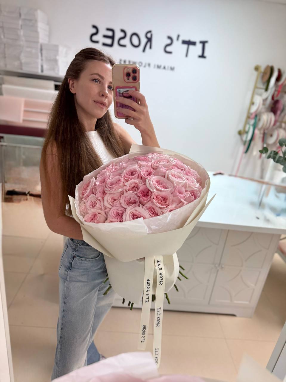 Pink Ohara roses bouquet