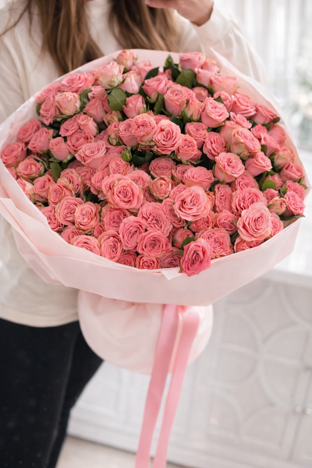 Pink spray garden roses